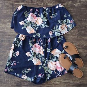 NWOT Strapless floral romper